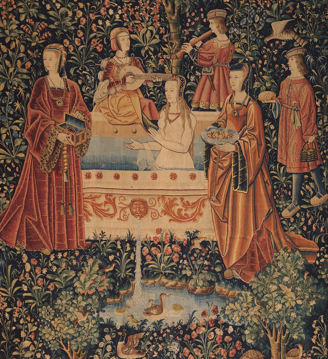 La Vie Seigneuriale: Woman Bathing Surrounded by Attendants by French School