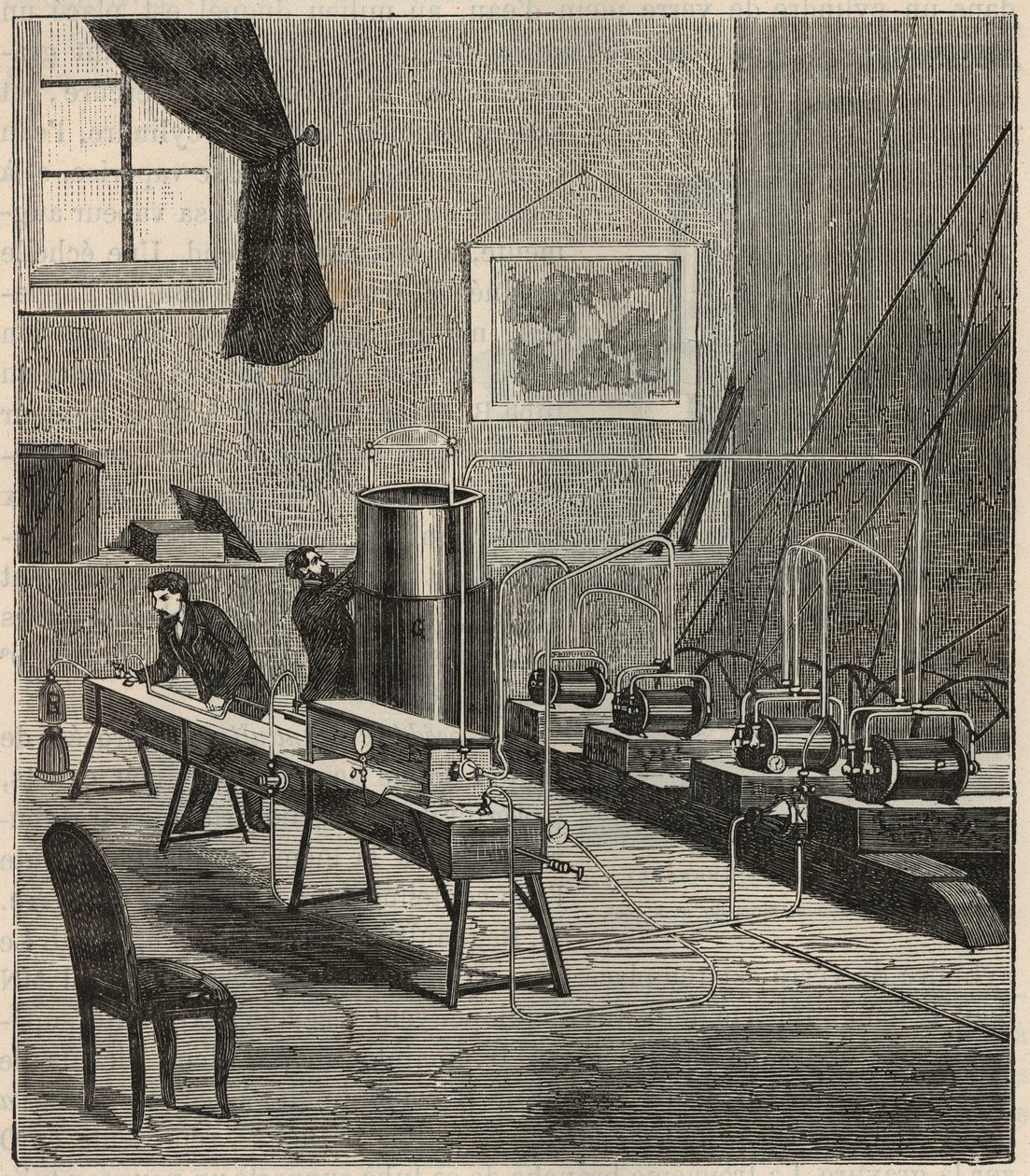 The Liquefaction of Gases in the Laboratory of Raoul Pictet (engraving) by French School