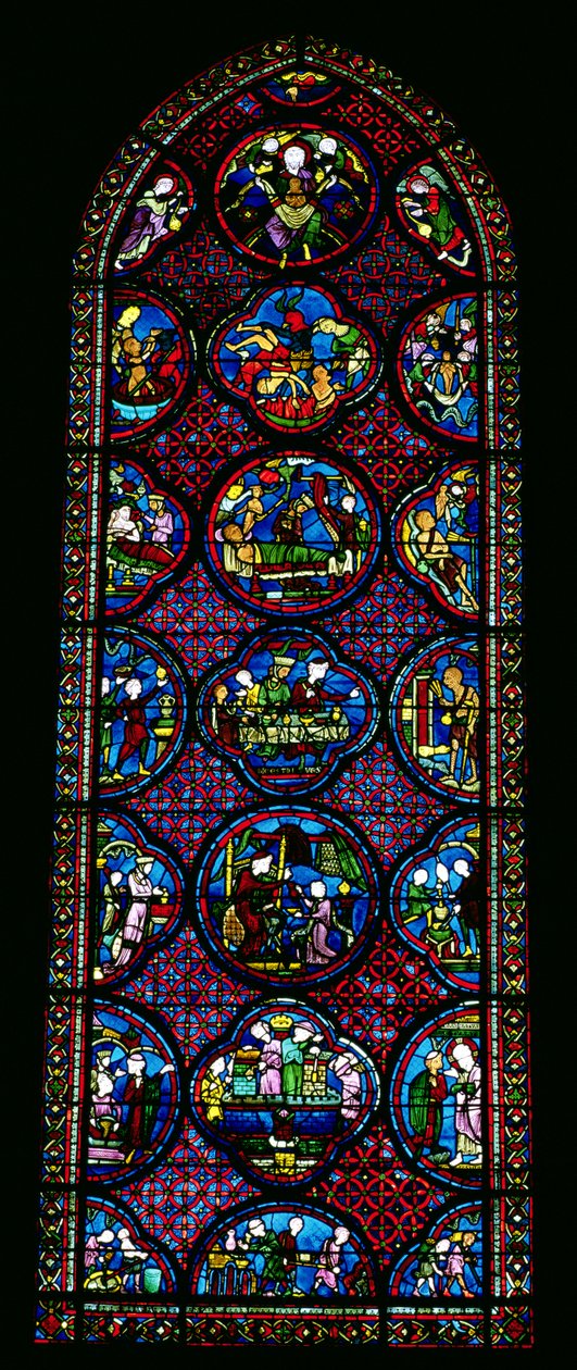 Lancet Window Depicting the Parable of Lazarus and the Rich Man by French School
