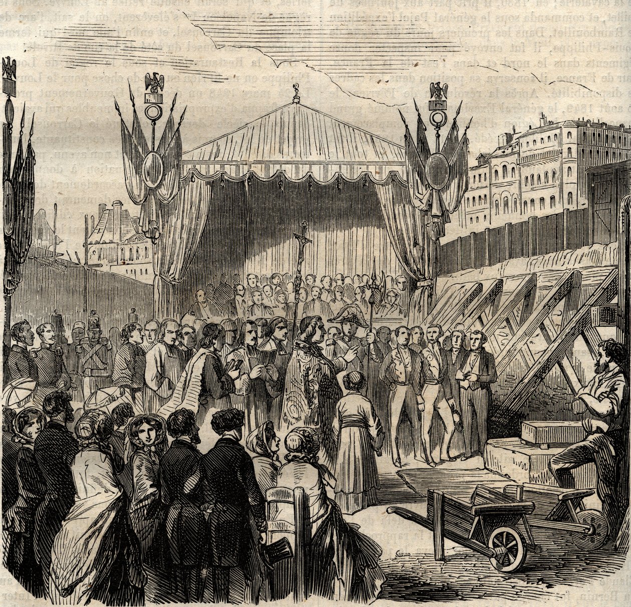 Laying of the first stone of the new Louvre on July 25 by French School