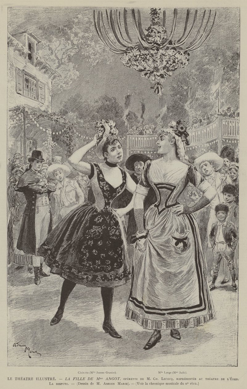 Theatre Illustrated, The Daughter of Mme Angot, operetta by M Ch Lecocq, performed at the Eden Theatre, The Dispute by French School