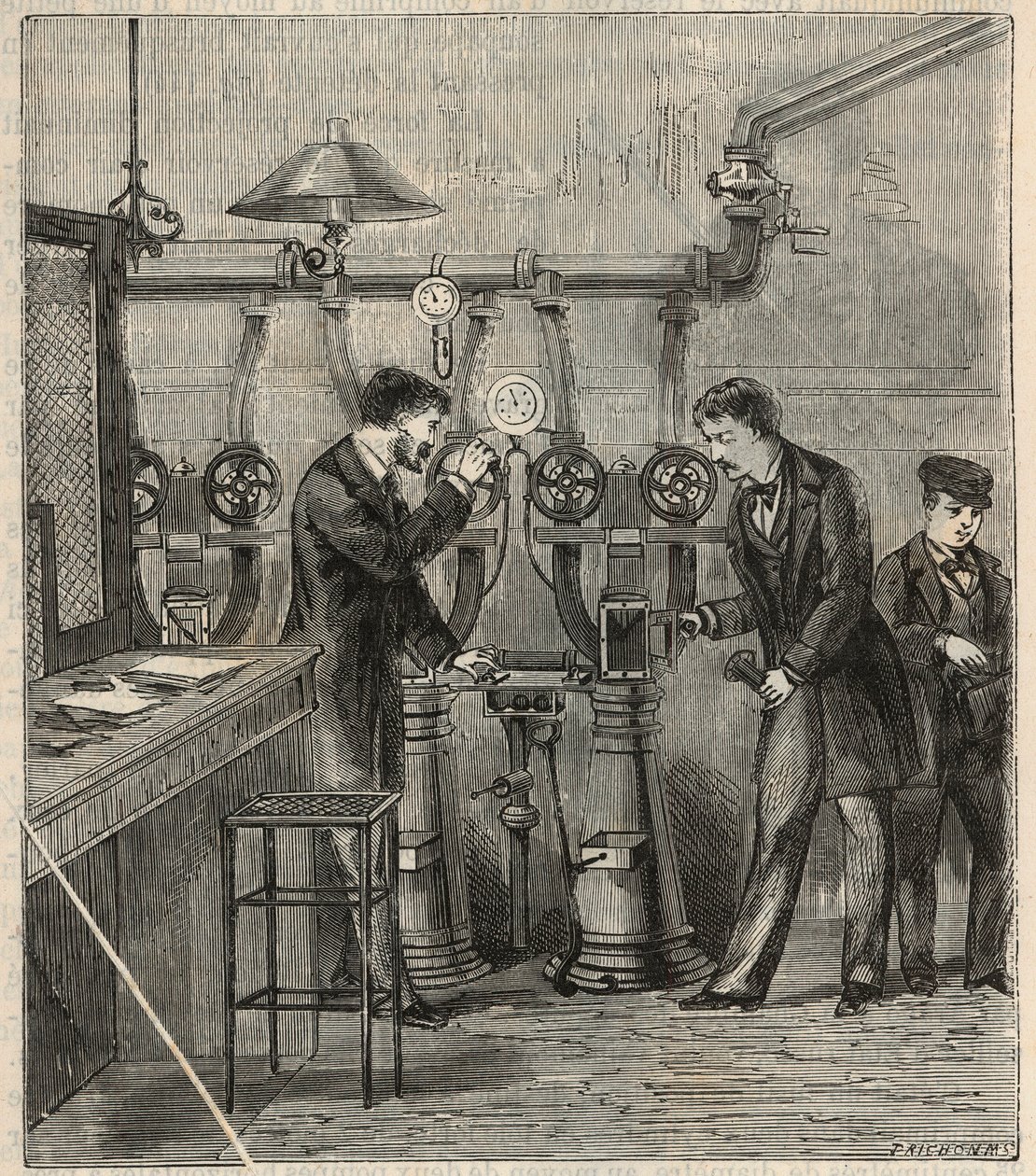 The Pneumatic Post Office in Paris - Engraving in 
