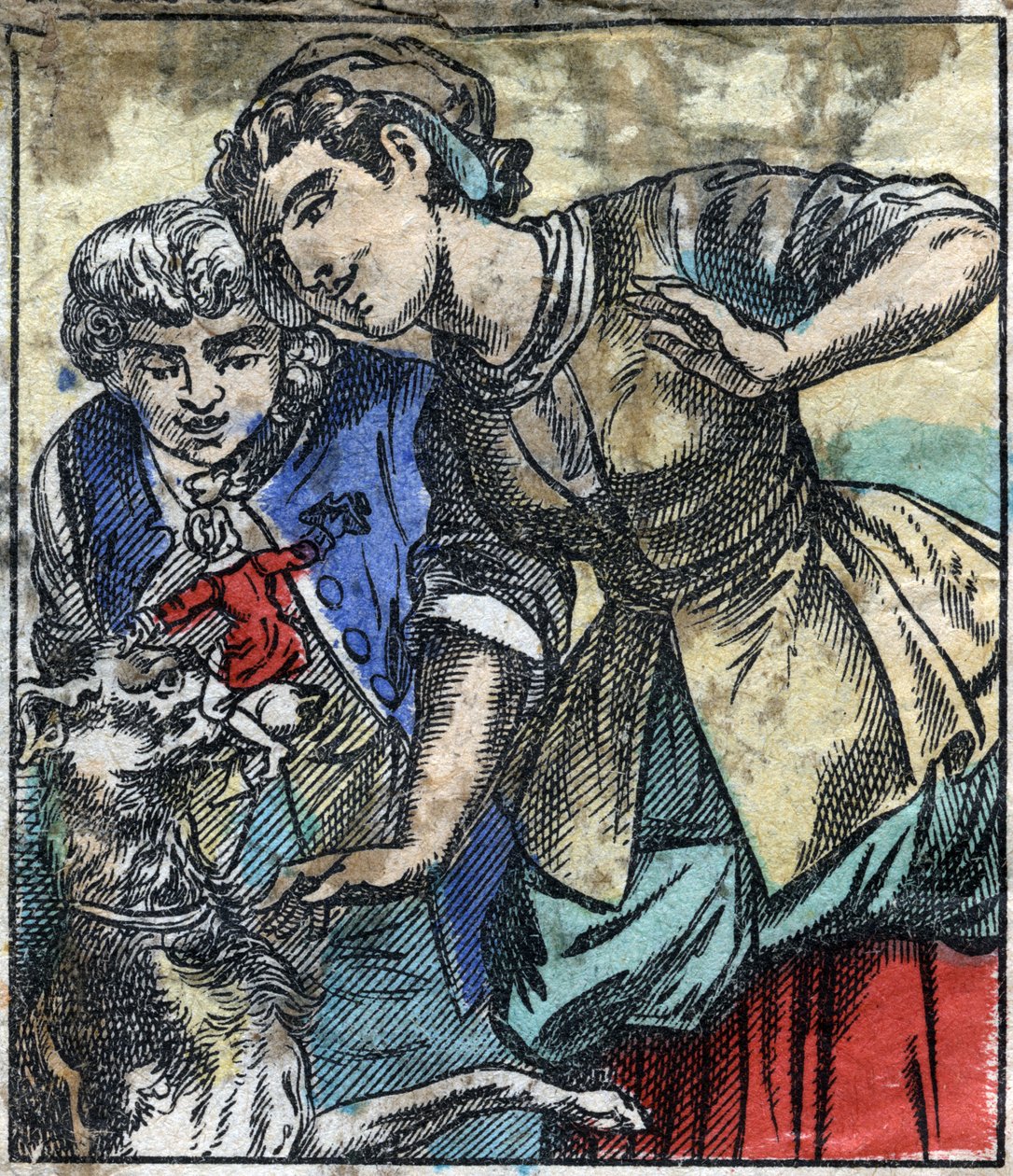 Lemuel Gulliver in the land of the giants of Brobdingnag. Illustration for "Gulliver