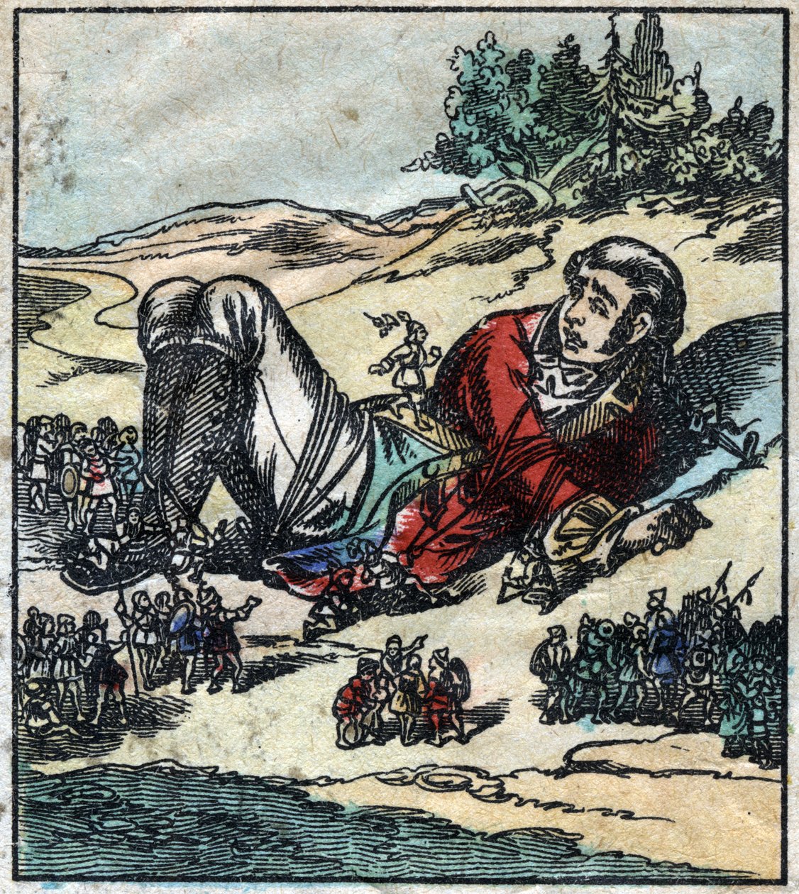 Lemuel Gulliver Woke Up After His Shipwreck and was Taken Prisoner by the Lilliputians. Illustration for 