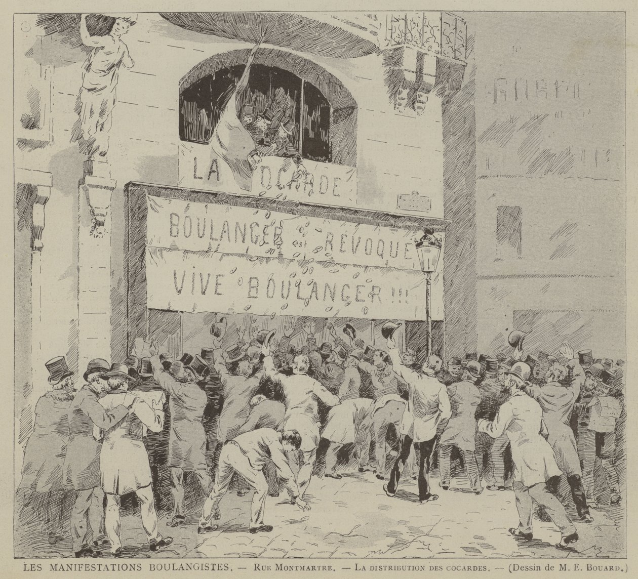 The Boulangist Demonstrations, Rue Montmartre, The Distribution of Cockades by French School