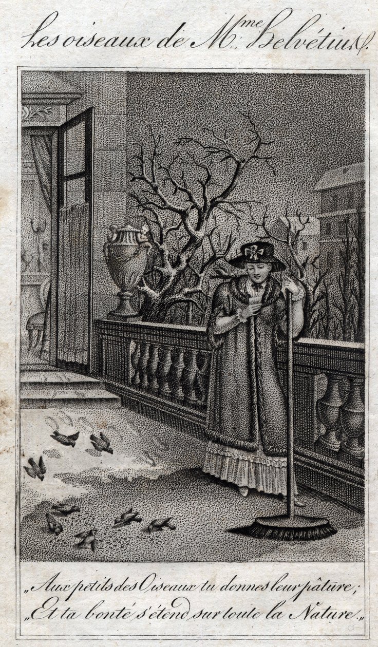Les oiseaux de Madame Helvetius in Conseils a ma fille by Jean Nicolas Bouilly. 1820. Private collection by French School