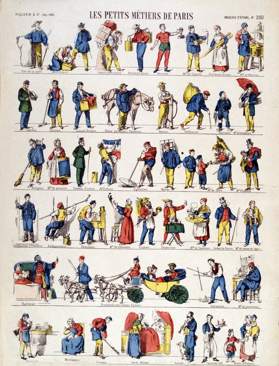 Les Petits Metiers de Paris, Image of Epinal of the 19th Century by French School