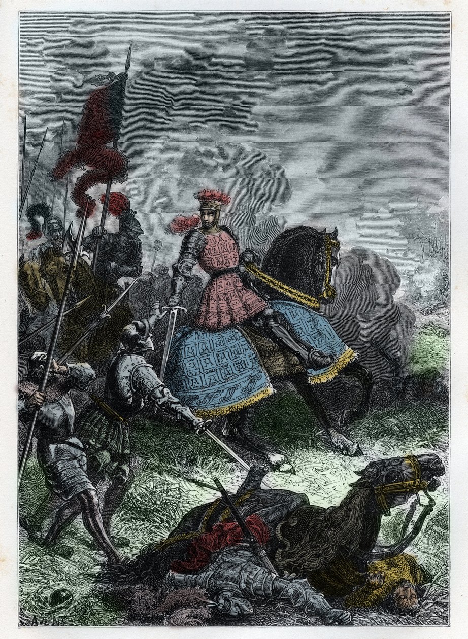Battle of Agnadello - Louis XII of France defeats the Venetians - engraving from 