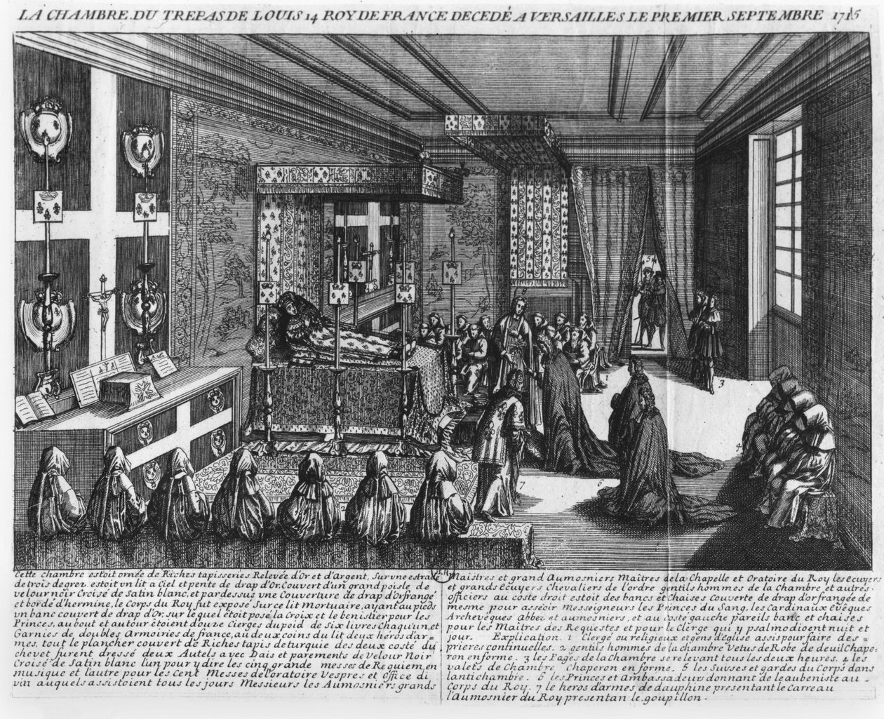 Louis XIV on his deathbed at Versailles, 1st September 1715 by French School