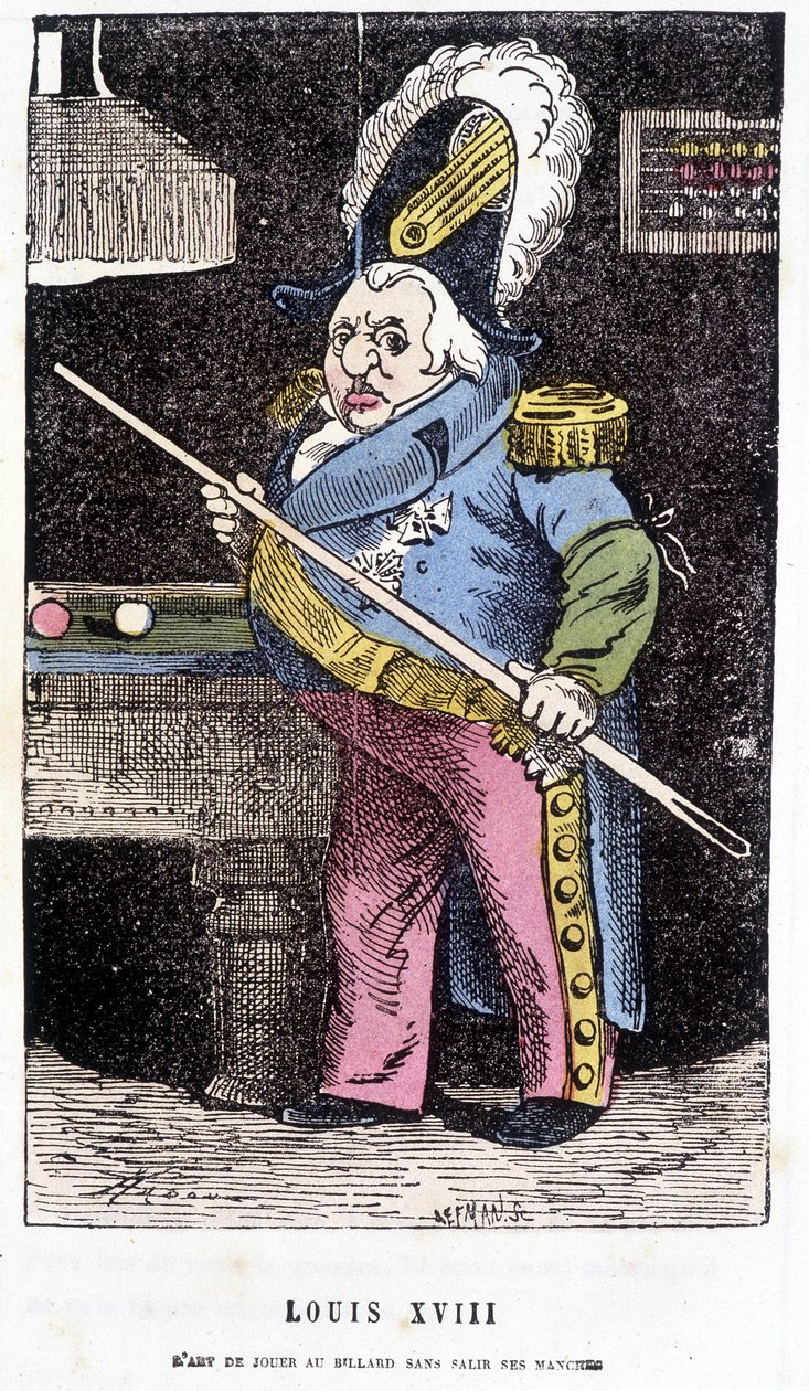 Louis XVIII playing billiards by French School