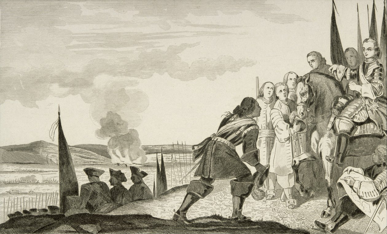 Louis XV at the Battle of Fontenoy in 1745 by French School