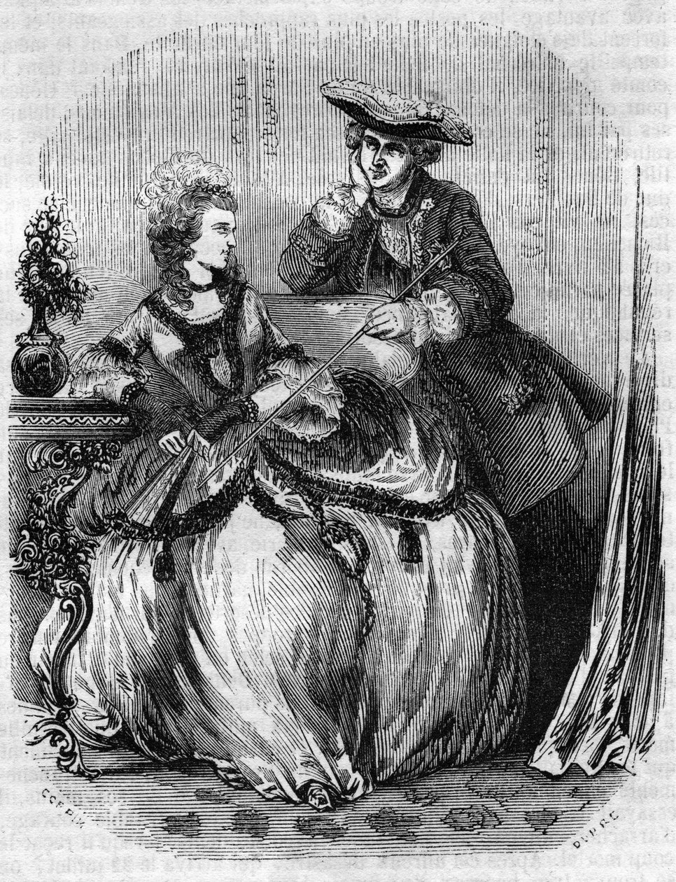 Louis XV and Madame de Pompadour, Jeanne Antoinette Poisson (1721-1764) (Marquise de Pompadour) - in Histoire de France by L.-P. Anquetil by French School