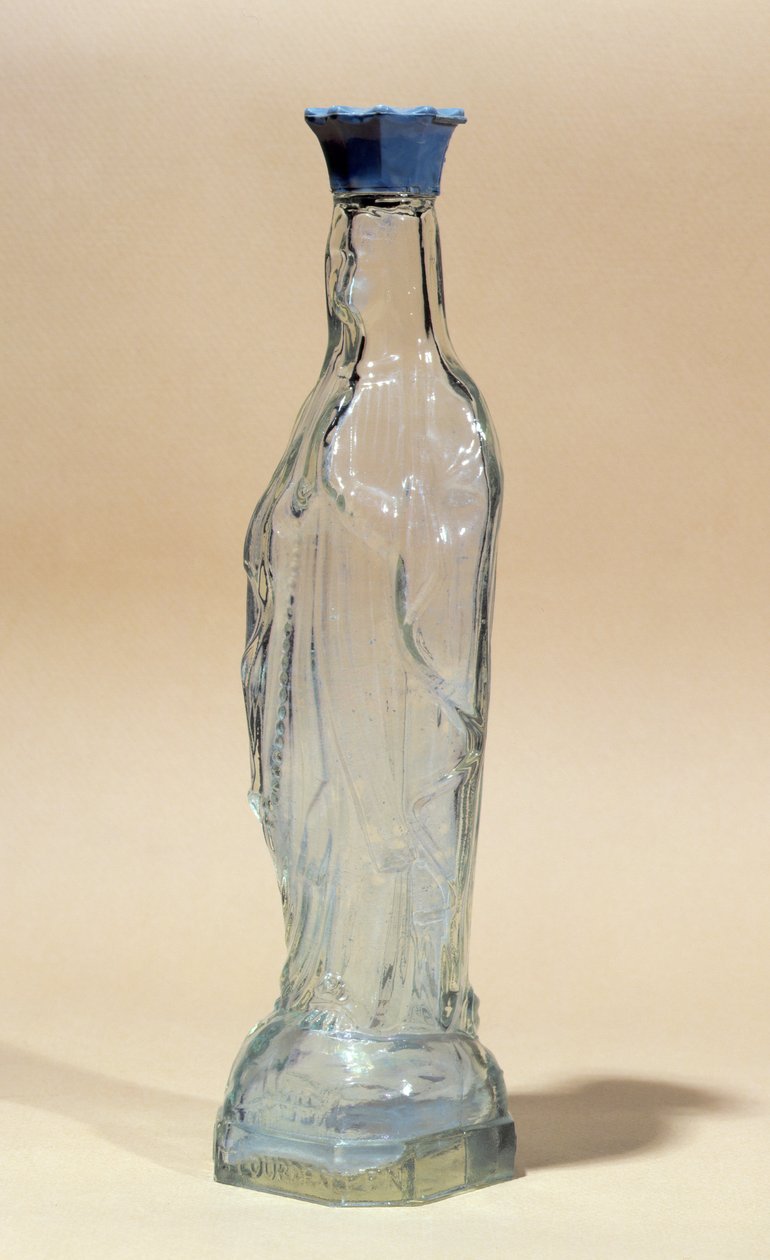Lourdes Water in a Bottle Shaped like the Virgin Mary by French School