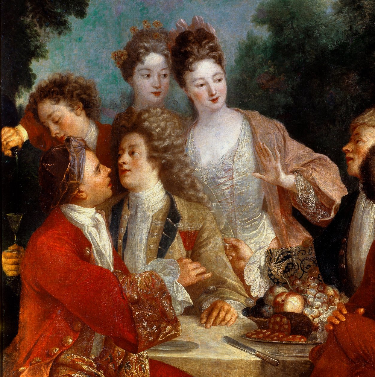 Lunch in the Park (detail). Painting of the 18th century French school. Orleans Museum of Fine Arts by French School