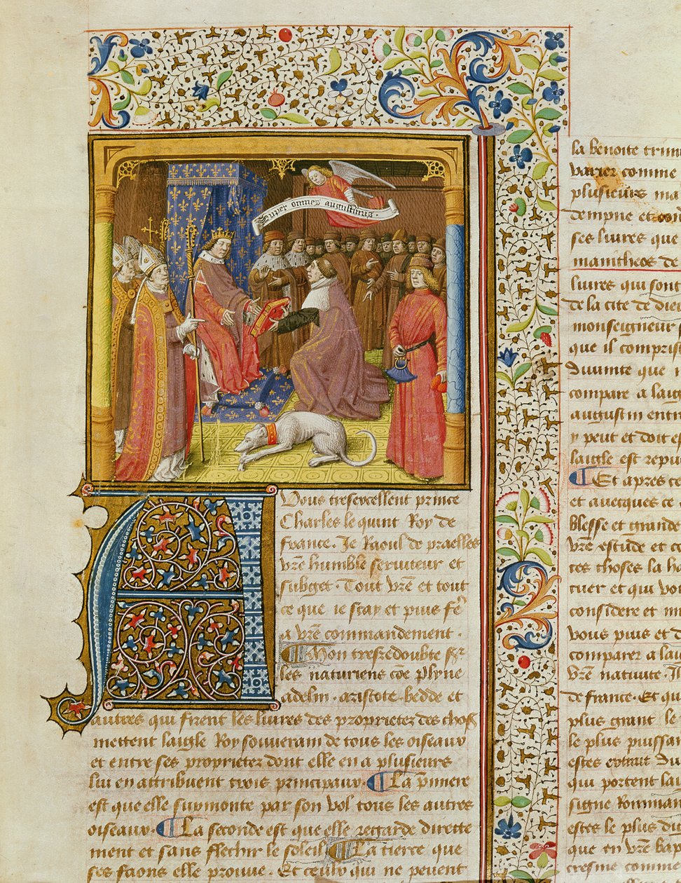 Raoul de Presles Presenting his Translation to Charles V from La Cite de Dieu by St. Augustine, translated by Raoul de Presles c.1400-50 by French School