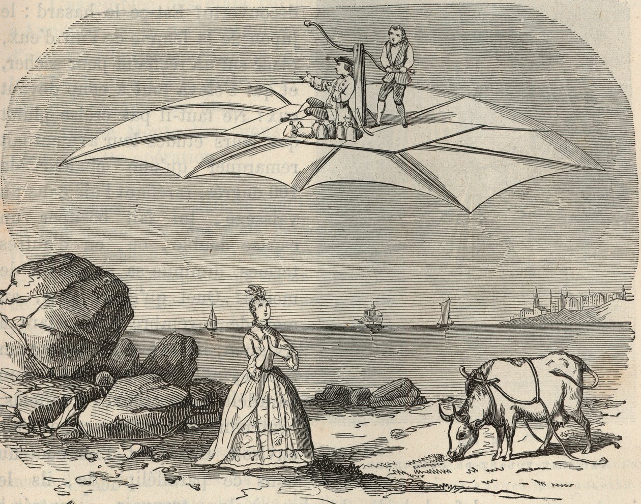 Machine (Glider) by Samuel Musgrave (1732-1780) - Engraving in 