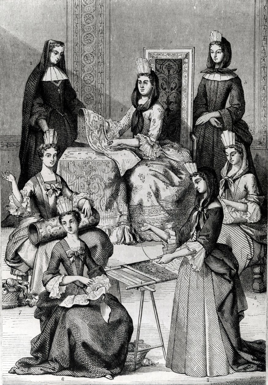 Madame de Maintenon with her Ladies in Waiting by French School
