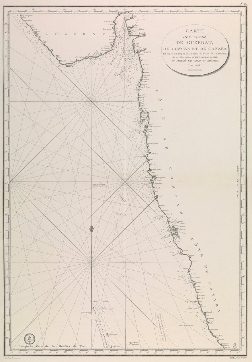 Map of the Gujarat coast by French School
