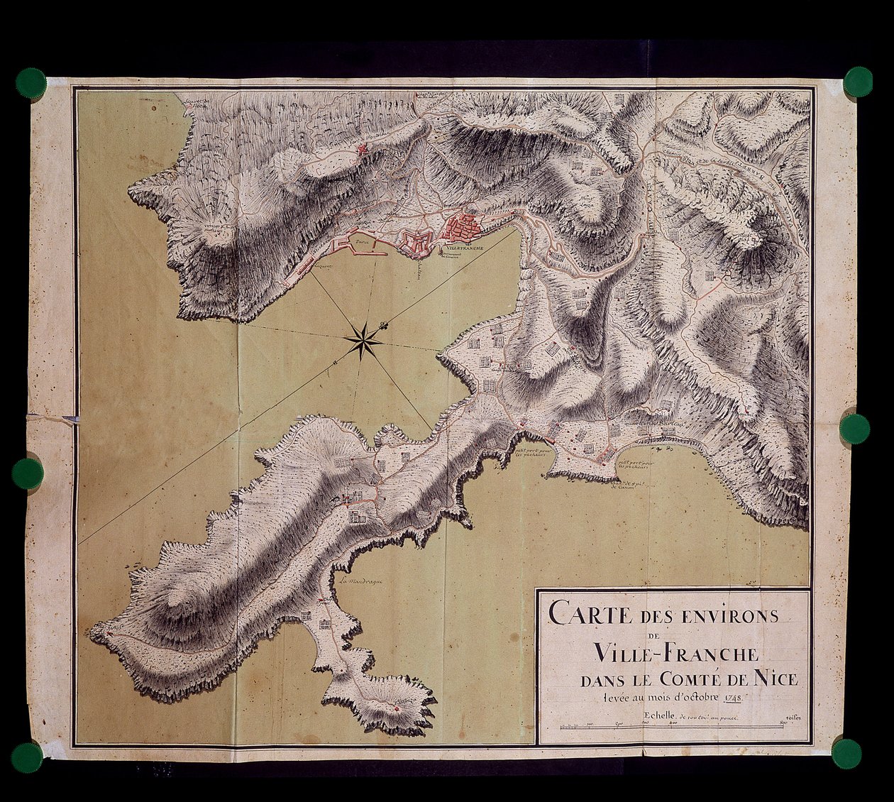 Map of the Surroundings of Villefranche in the Count of Nice Levee in October 1748 by French School