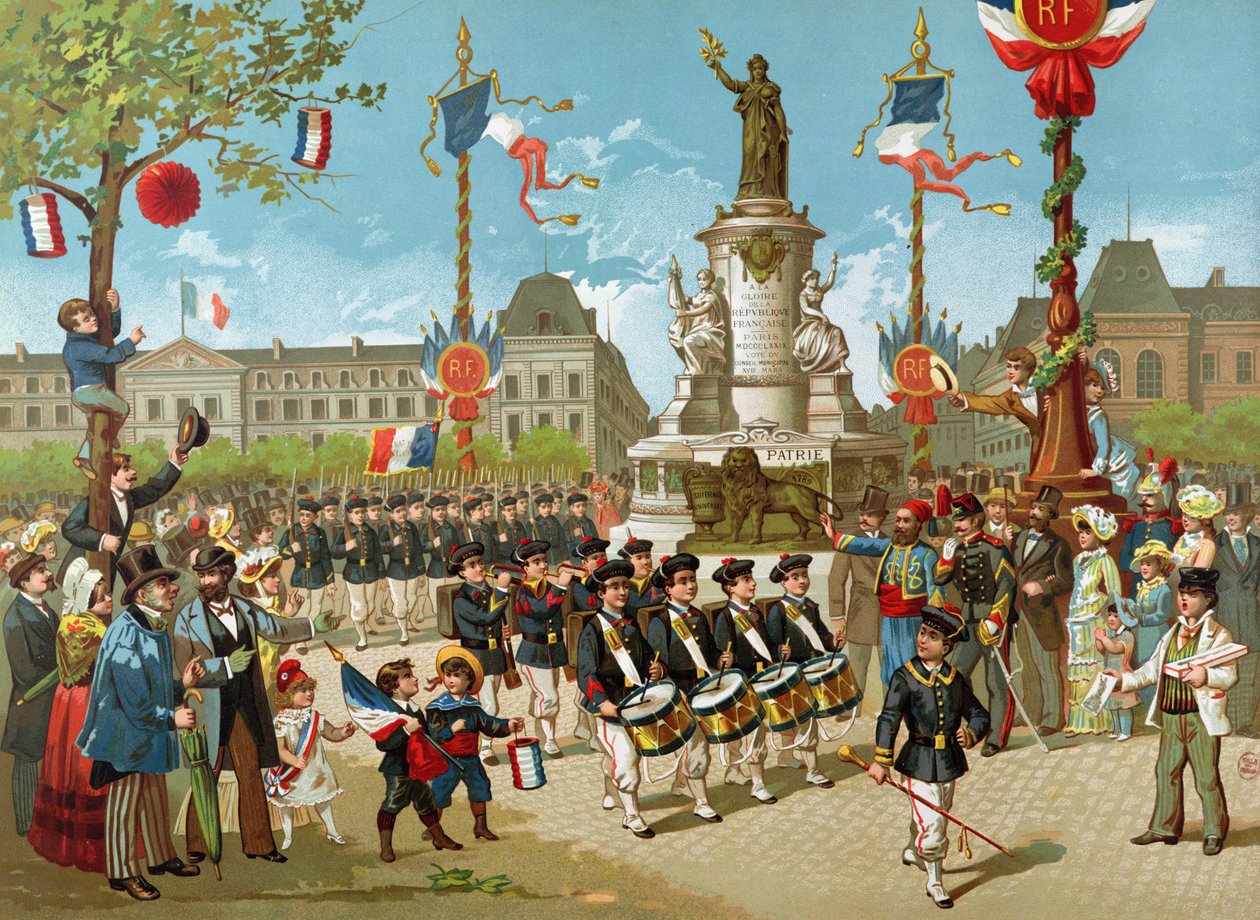 March of School Battalions on the 14th July 1883 at the Place de la Republique by French School