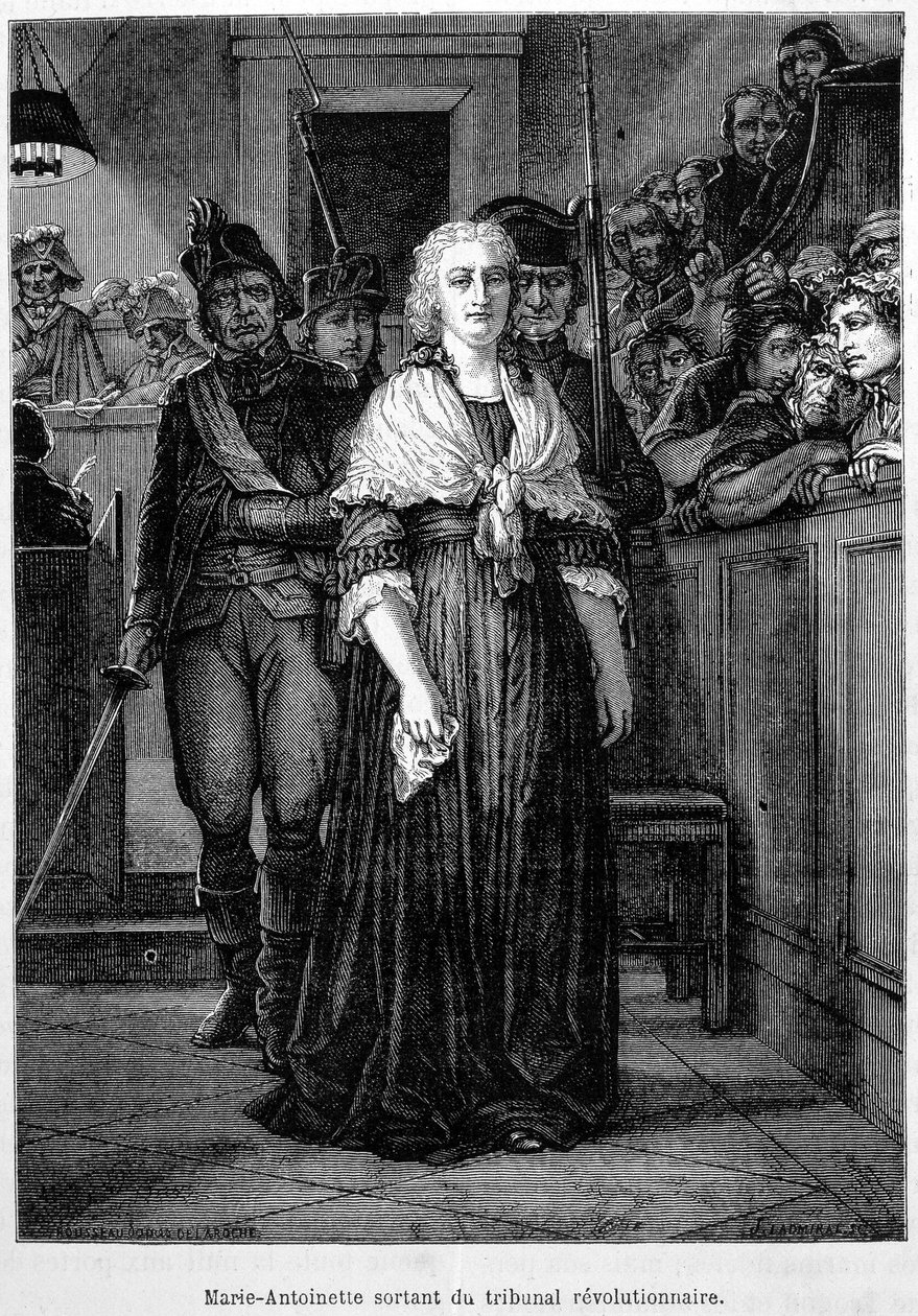 Marie Antoinette leaving the revolutionary tribunal - engraving - in L