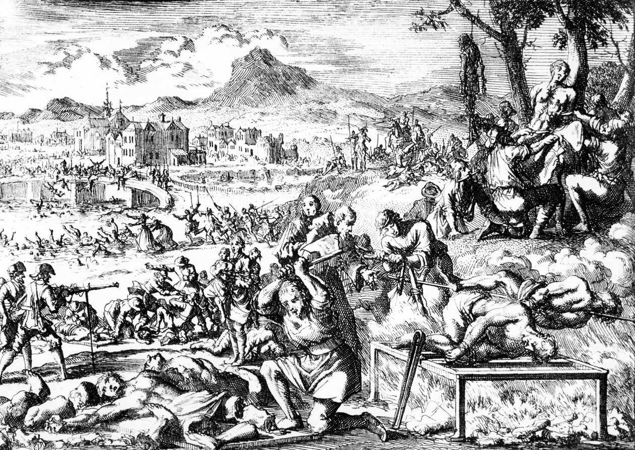 Massacre in Ireland in 1644, c.1685 by French School