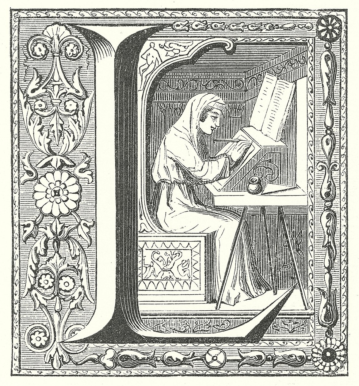 Medieval Scribe at Work by French School