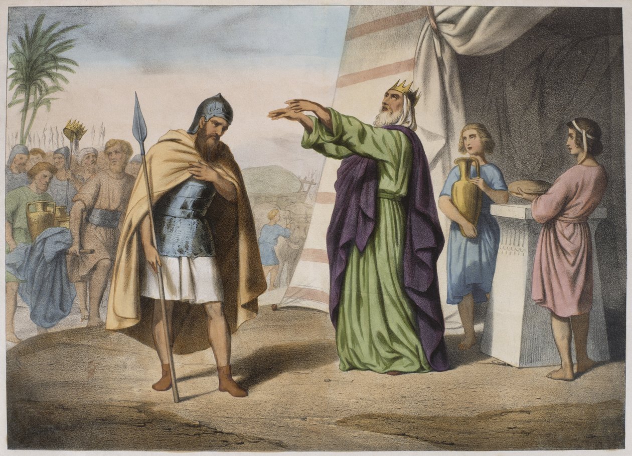 Melchizedek blessing Abraham, illustration from a catechism L
