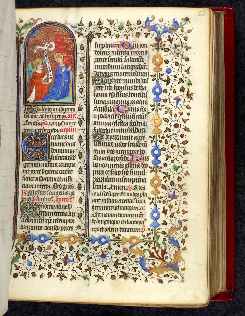 Miniature of the Annunciation, decorated initial 