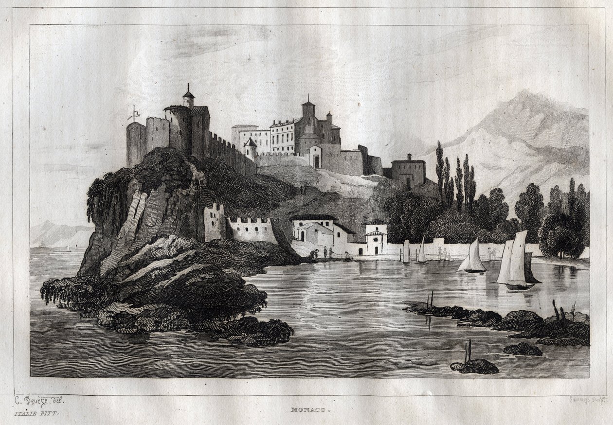 Monaco. Engraving from 