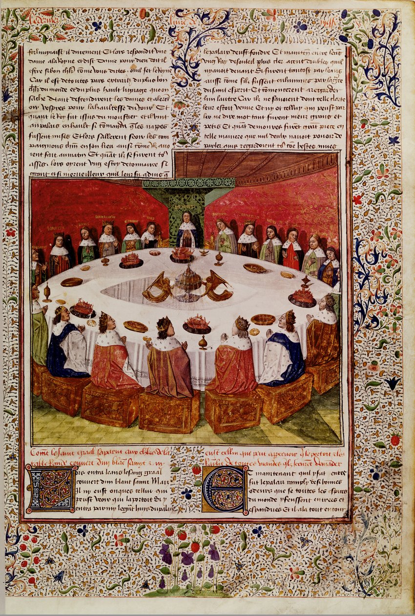 Apparition of the Holy Grail, from the Queste del Saint Graal, c.1470 by French School