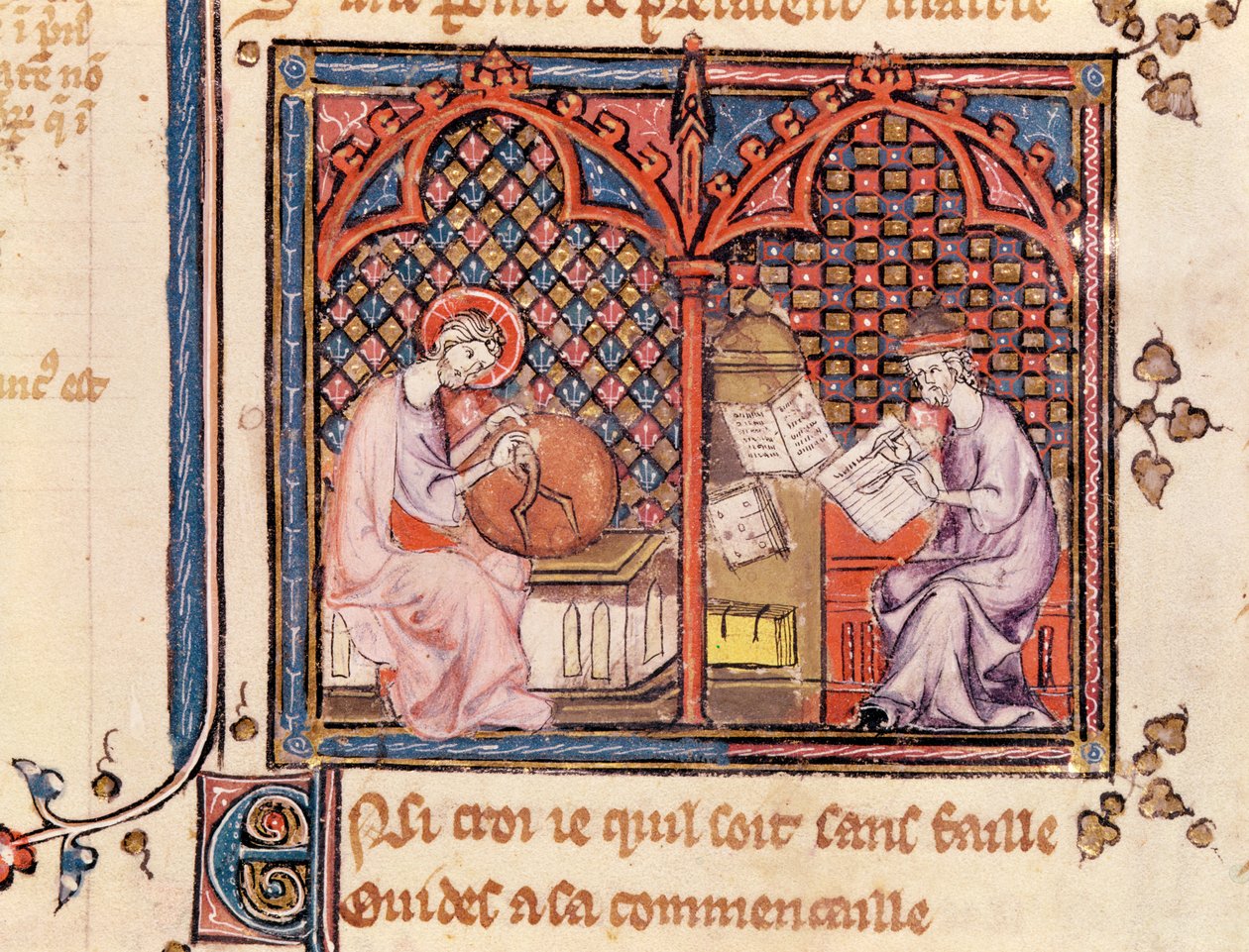 The Word, Creator of the World and The Author Writing His Book, from Ovide Moralise written by Chretien Legouais by French School