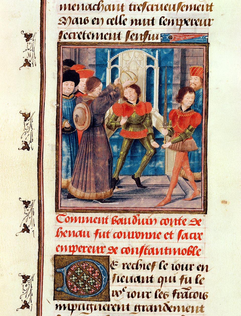 How Baldwin I, Sixth Count of Hainaut, was crowned as Emperor of Constantinople in 1204, from the Histoire des Nobles Princes de Hainaut, by Jacques de Guise by French School