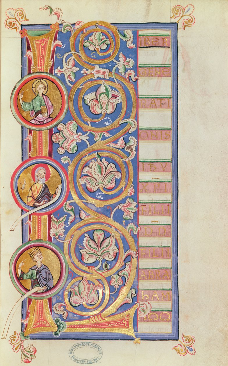 Historiated initial L with medallions, from an Evangeliary by French School