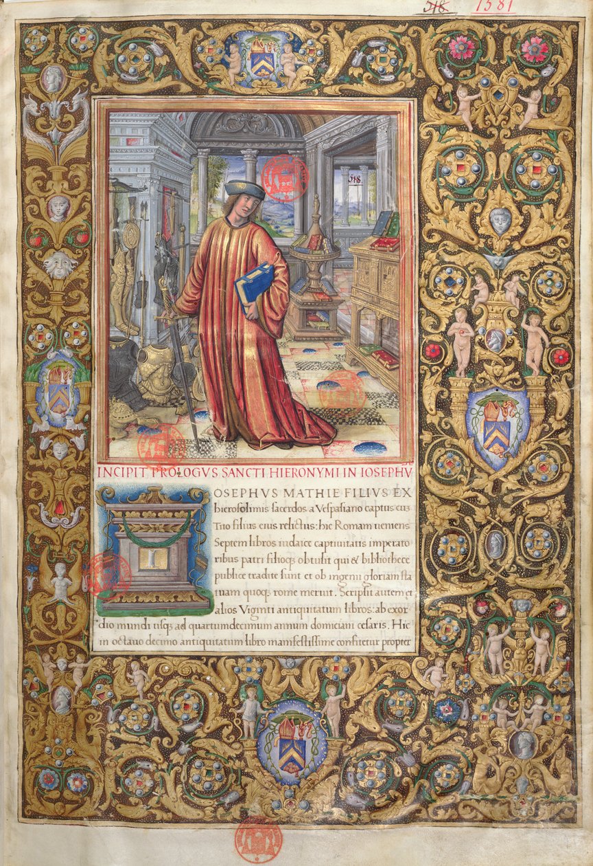 Flavius Josephus in his study, illustration for the Prologue of the Antiquities of the Jews by Flavius Josephus by French School