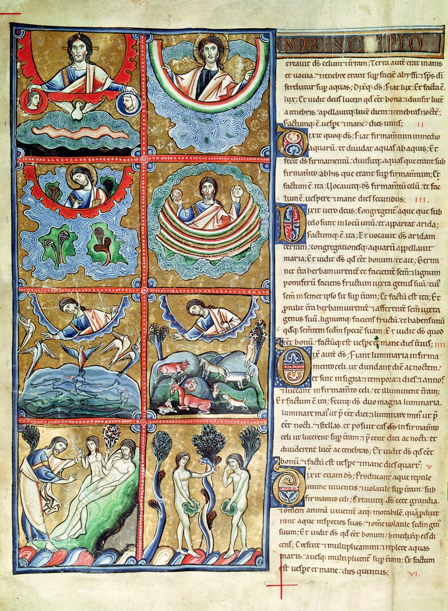 The Creation of the World, from the Souvigny Bible by French School