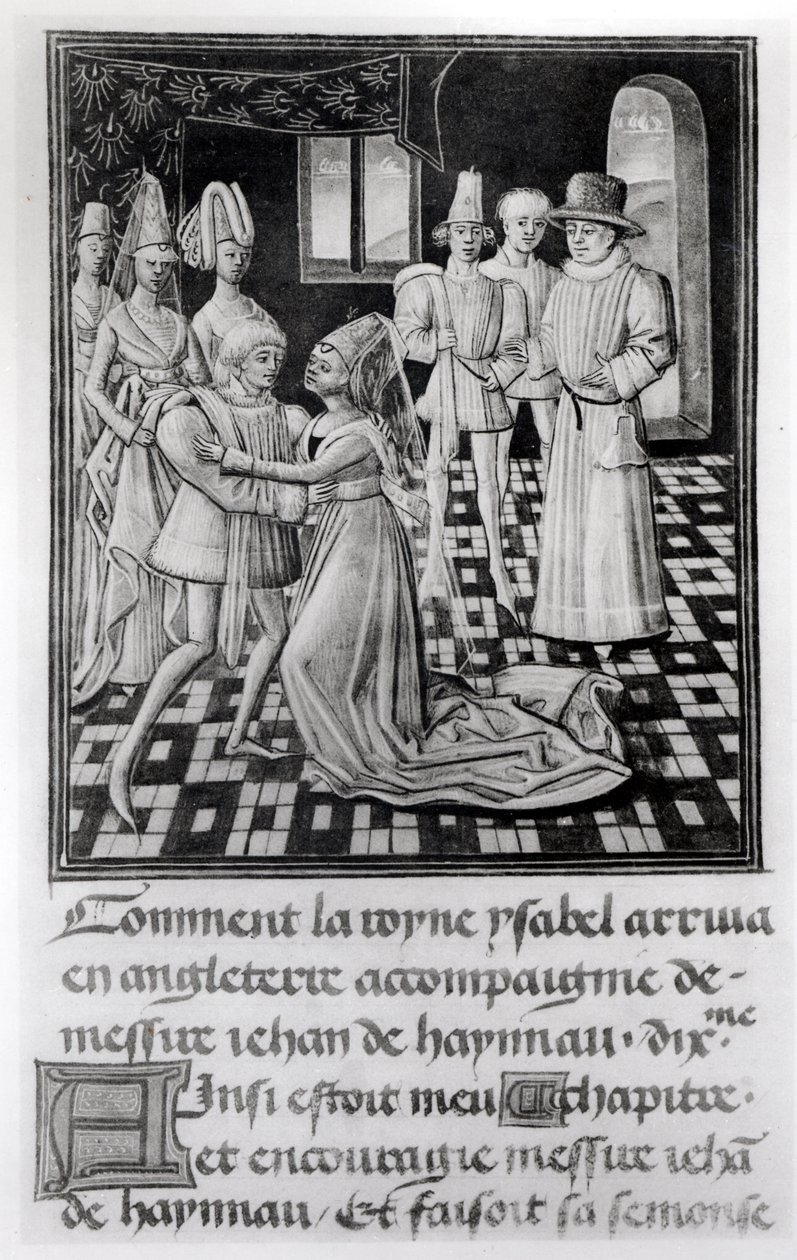 Isabella of France, Queen of England, Takes Leave of William I, Count of Hainaut, from Froissart