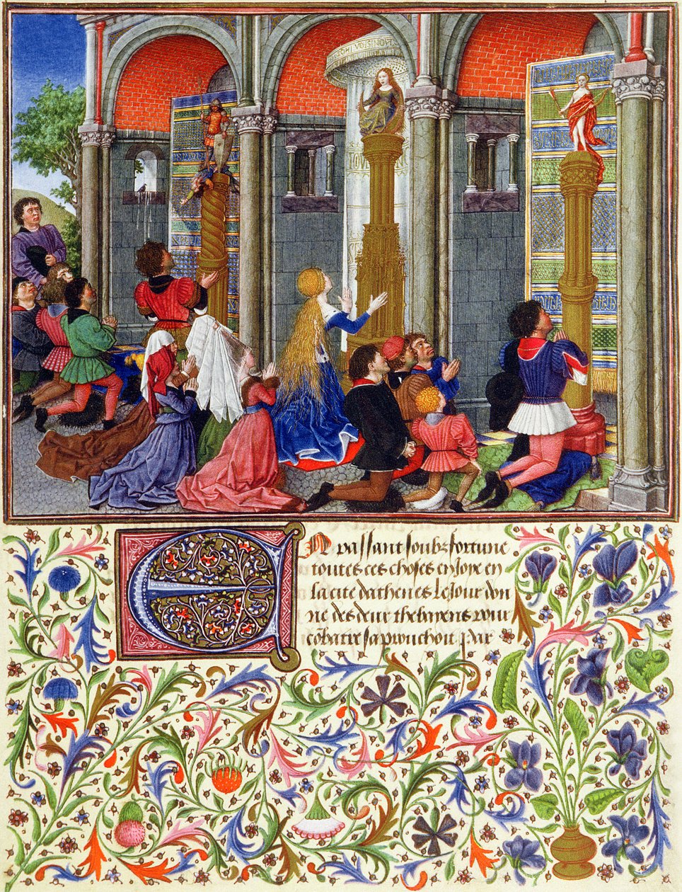 Arcitas praying to Mars, Palemon praying to Venus, Emily praying to Diana, from La Teseida, by Giovanni Boccaccio by French School
