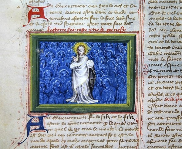 God Surrounded by Angels, from the Bible des Grands Augustins by French School
