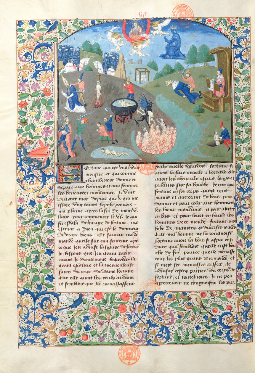 Scenes of Battle, Killing and Hell from De Casibus Virorum Illustrium by Giovanni Boccacci by French School
