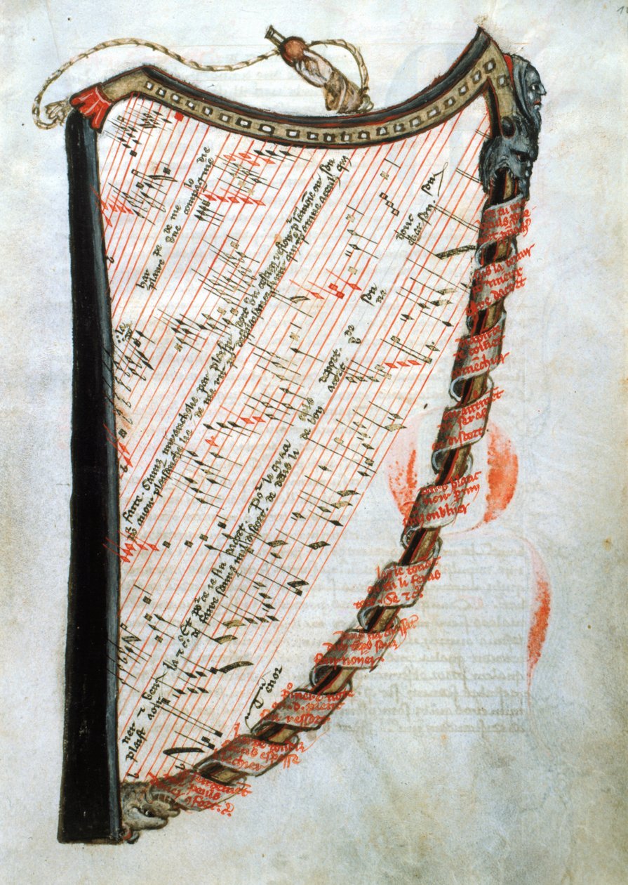 Ms 54.1 Harp, from The Collection of Medieval Musical Treatises, 1470 by French School