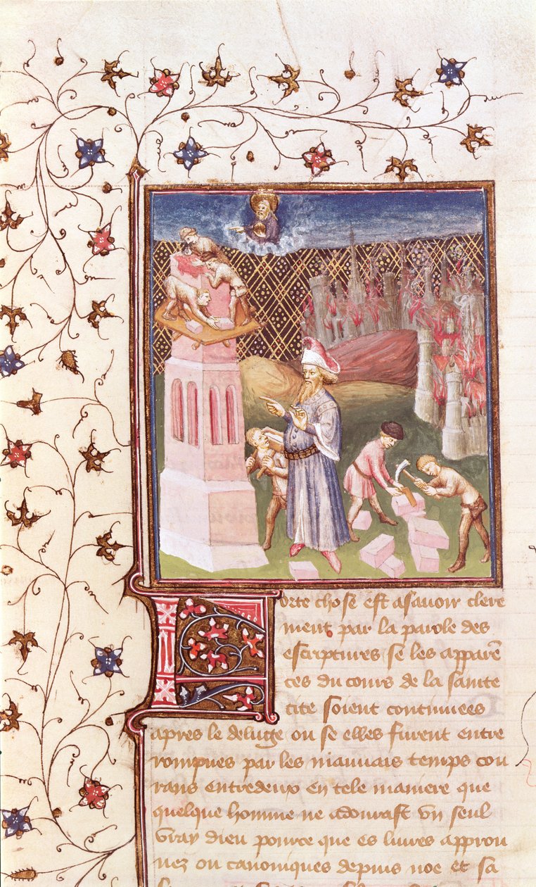 Nimrod Overseeing the Building of the Tower of Babel, from La Cite de Dieu by St. Augustine, Translated by Raoul de Presles by French School