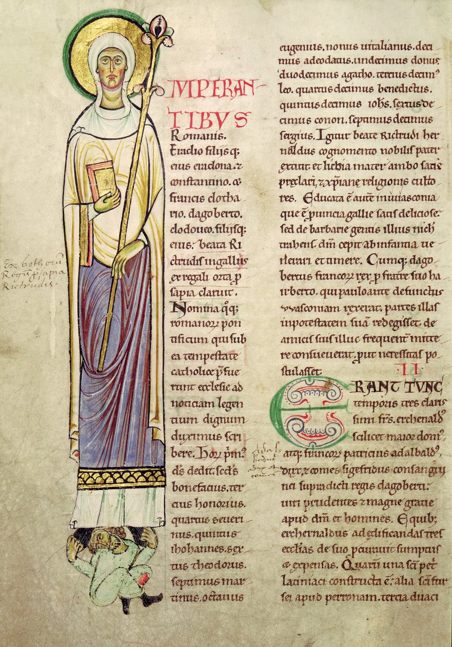 Historiated initial I depicting St. Richrudius, from Recueil de Vie des Saints by French School