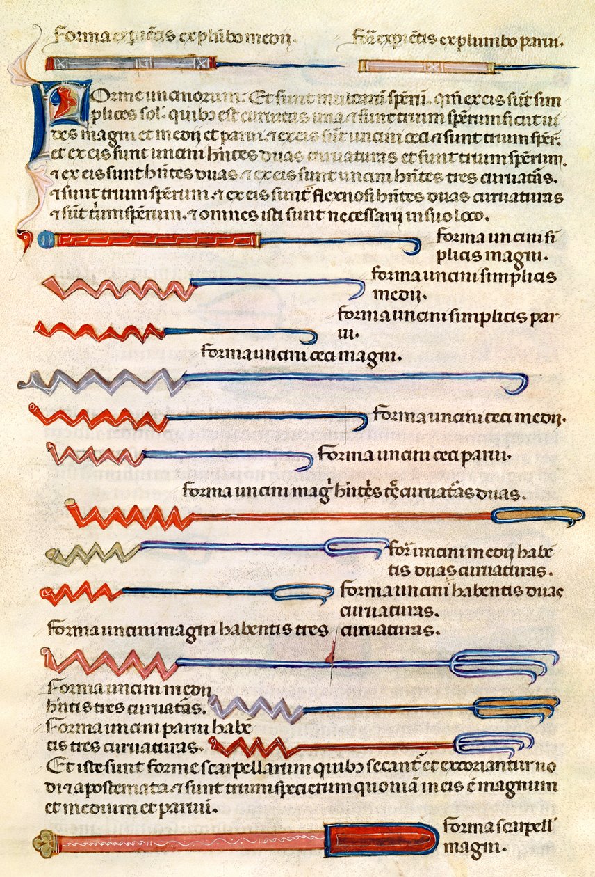Surgical instruments from a treatise by Abul Qasim Kalaf ibn al-Abbas al Zahrawi by French School