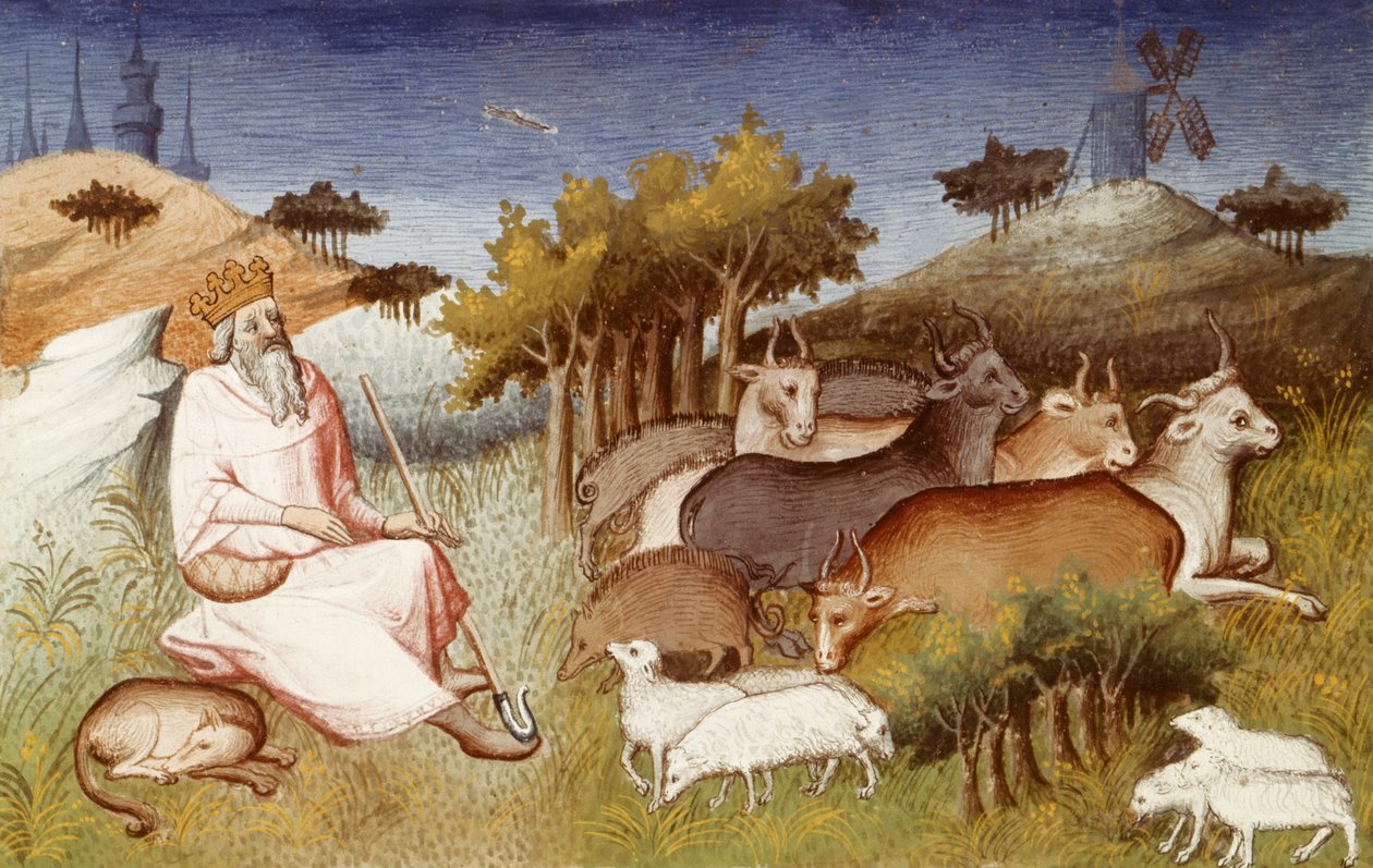 King Dor watching over his flock, miniature from 