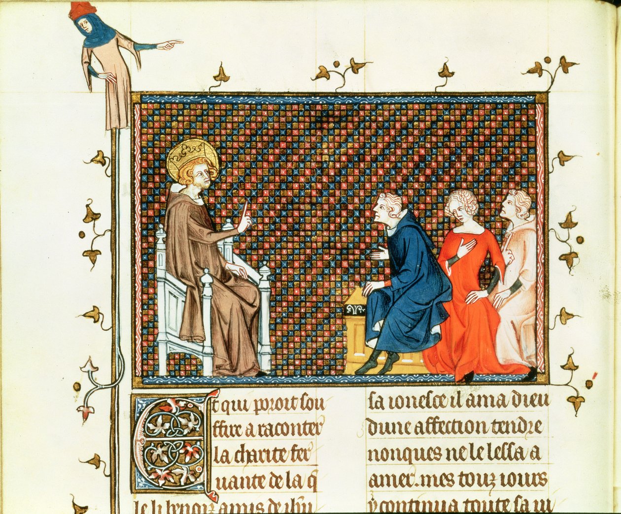 St. Louis teaching his children, from Life and Miracles of St. Louis by French School