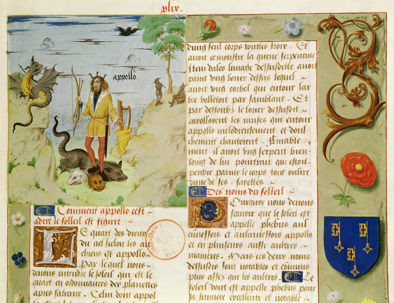 Apollo killing Python, from Livre des Eschecs d