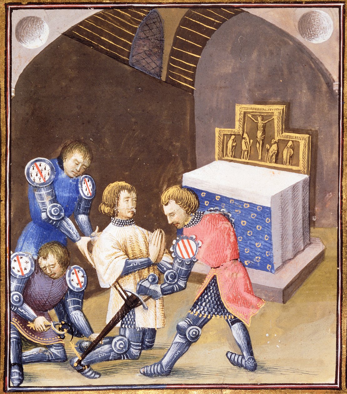 Galahad Receives a Sword and Spurs in the Ritual of Knighthood Before He Leaves for the Grail Quest by French School