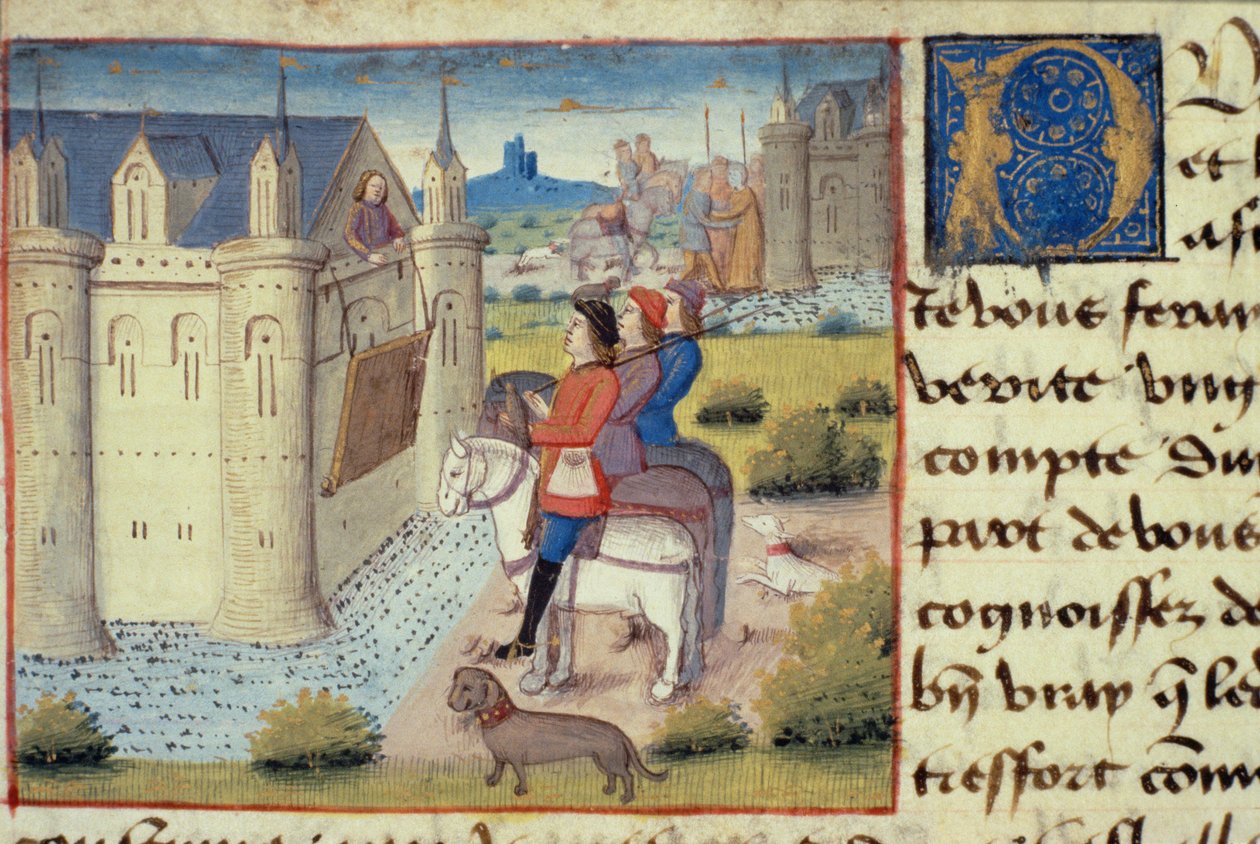 Moat around a town, from Les Cent Nouvelles Nouvelles, 1462 by French School