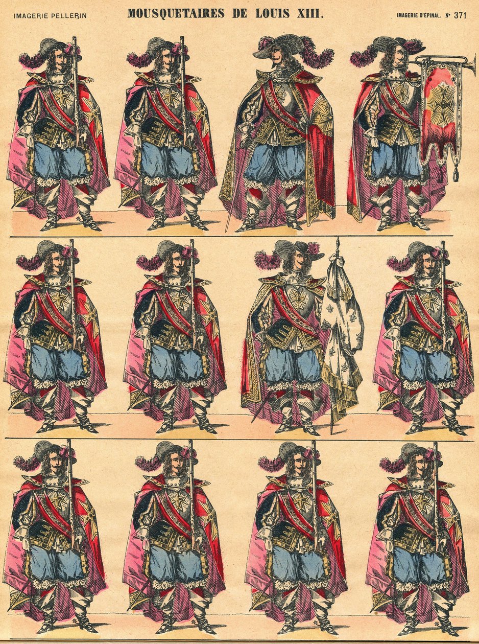 Musketeers of Louis XIII, Descriptive Plate. Imaging of Epinal by French School